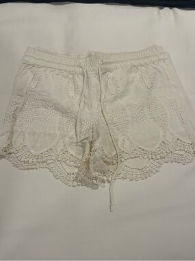 LOFT White Eyelet Lace Shorts with Drawstring